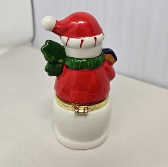 Greenbrier Porcelain Limoge Box Trinket Happy Snowman Ready For Gift Giving - Picture 3 of 9